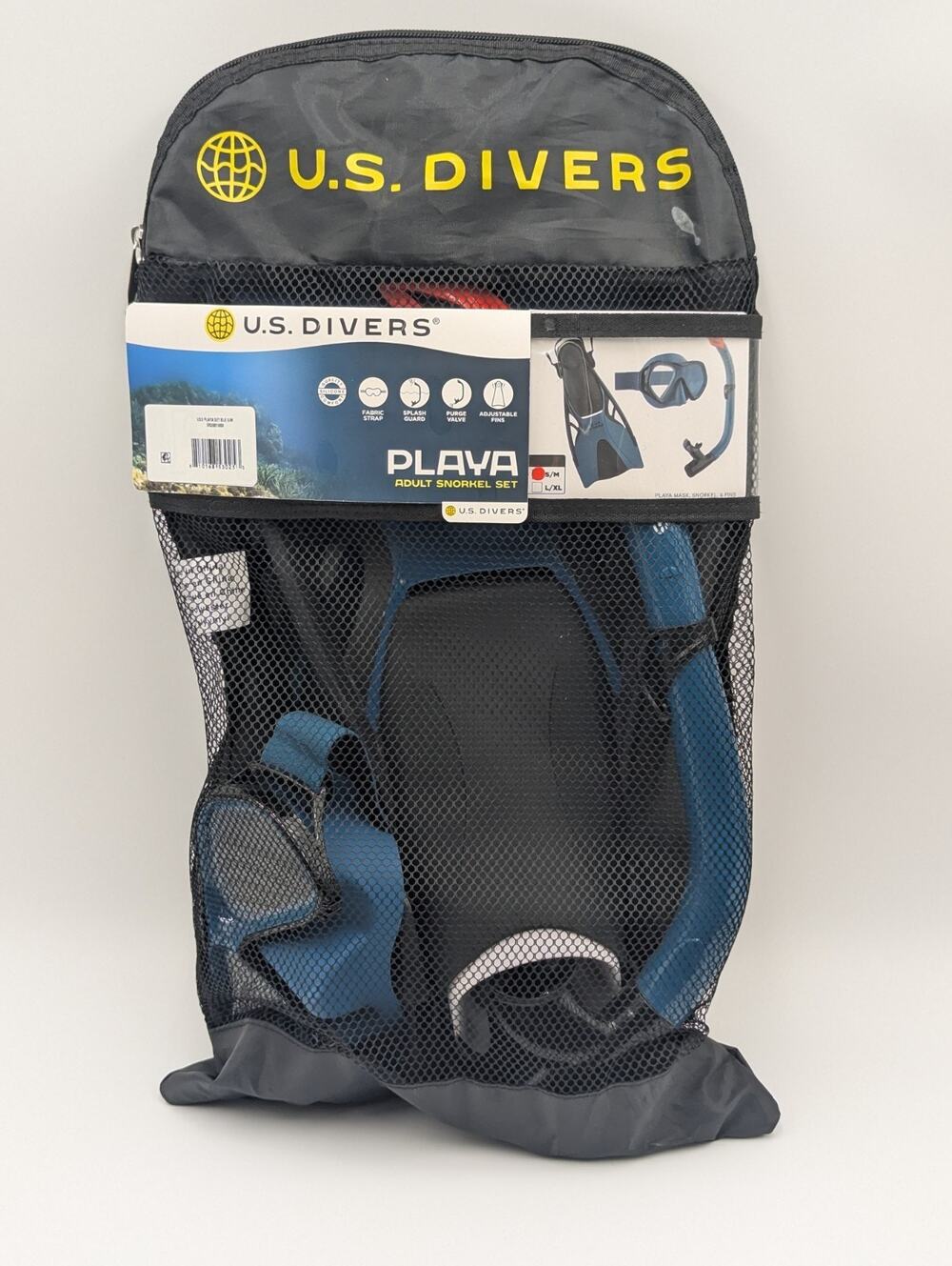 U.S Divers Playa Adult Snorkel Set Blue Size S/M Men 4.5-8.5 / Women 5.5-9.5 NEW